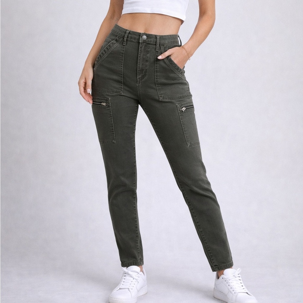 Banana Republic Olive Green High Rise Skinny Cargo Pants Utility Military 32x25